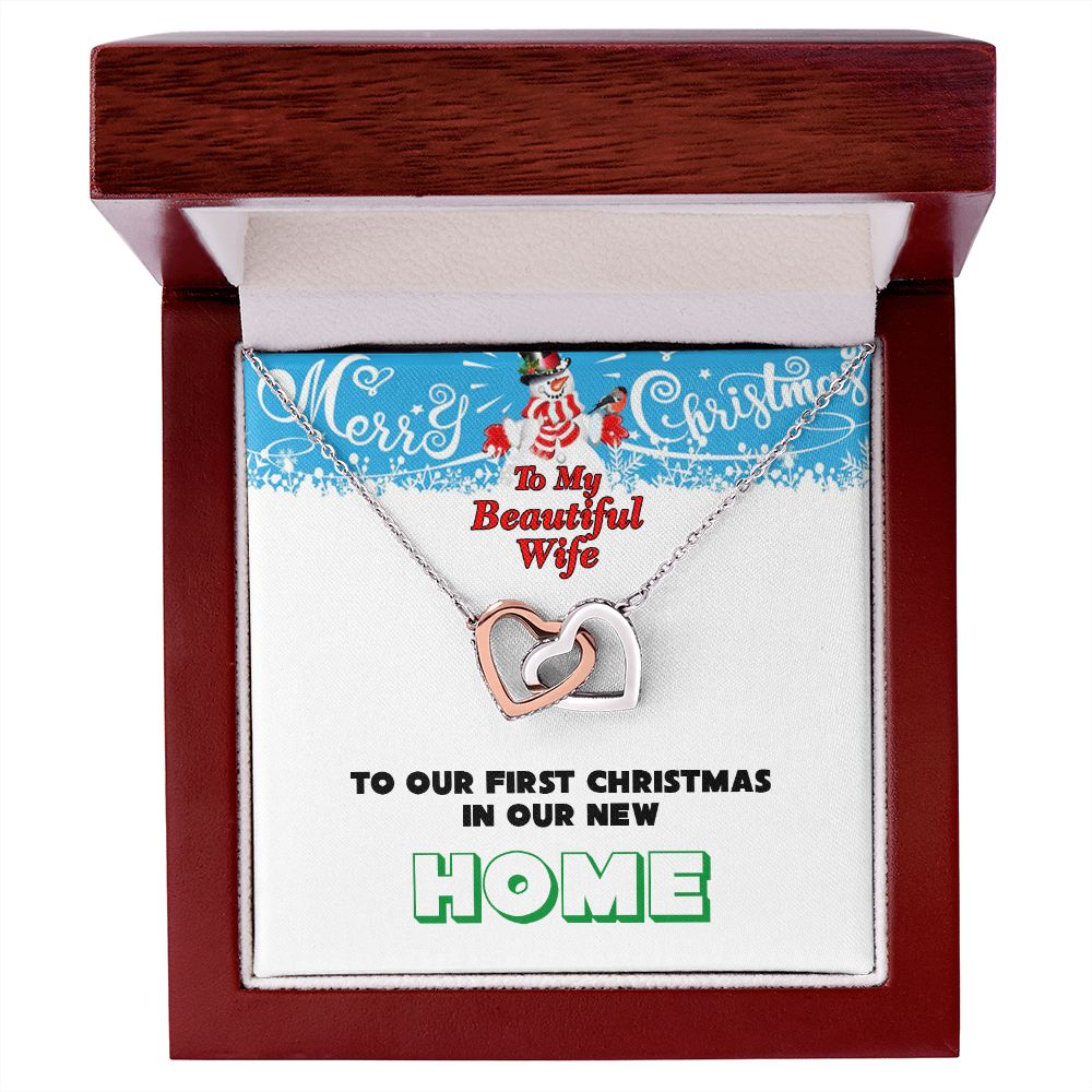 Christmas, To My Beautiful Wife, First Christmas, New Home, Interlocking Hearts Necklace, Jewelry Gift - YERTIZZ.COM