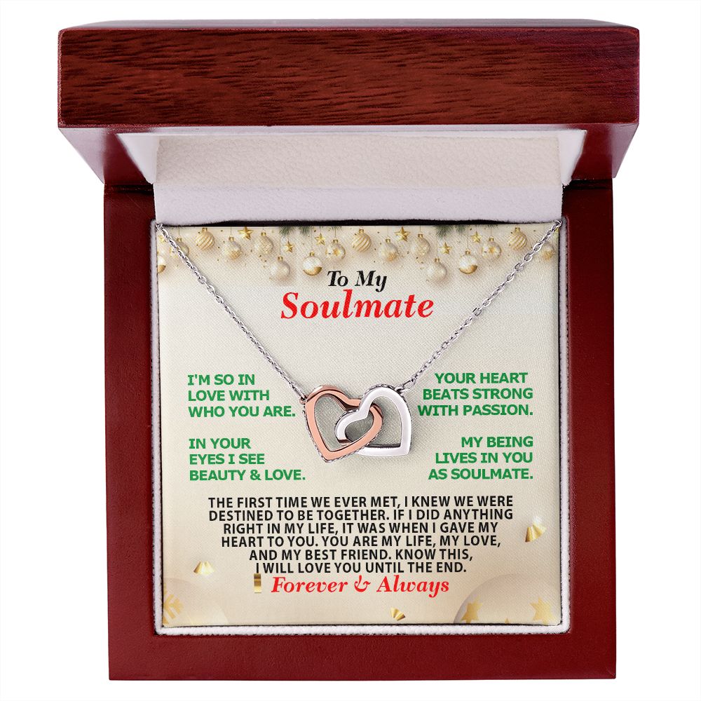 Christmas, To My Soulmate, Forever Always, Interlocking Hearts Necklace, Jewelry Gift - YERTIZZ.COM