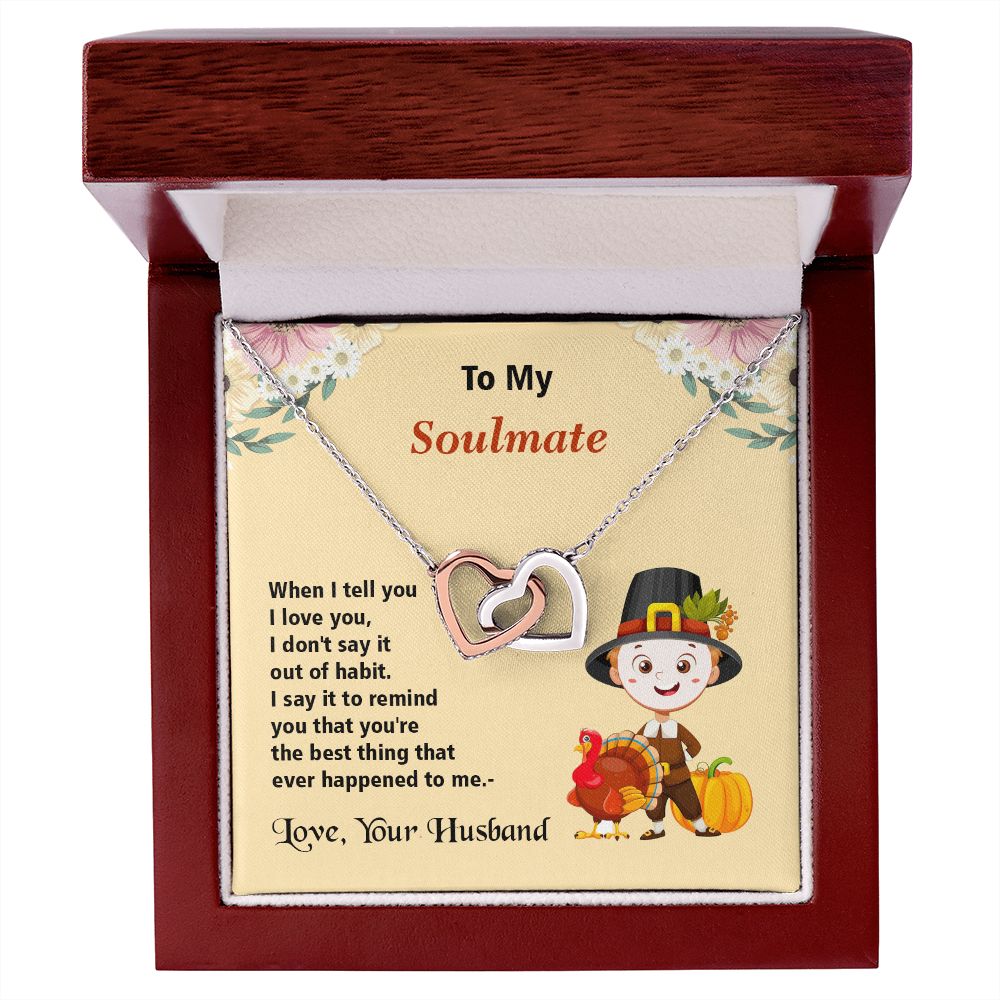 Thanksgiving, To My Soulmate, Love Your Husband, Interlocking Hearts Necklace, Jewelry Gift - YERTIZZ.COM
