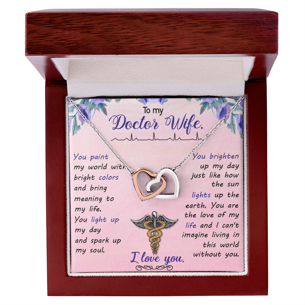 Interlocking Hearts Necklace, Jewelry Gift, Rose Gold, or 18k yellow gold finish, Wife, Doctor - YERTIZZ.COM