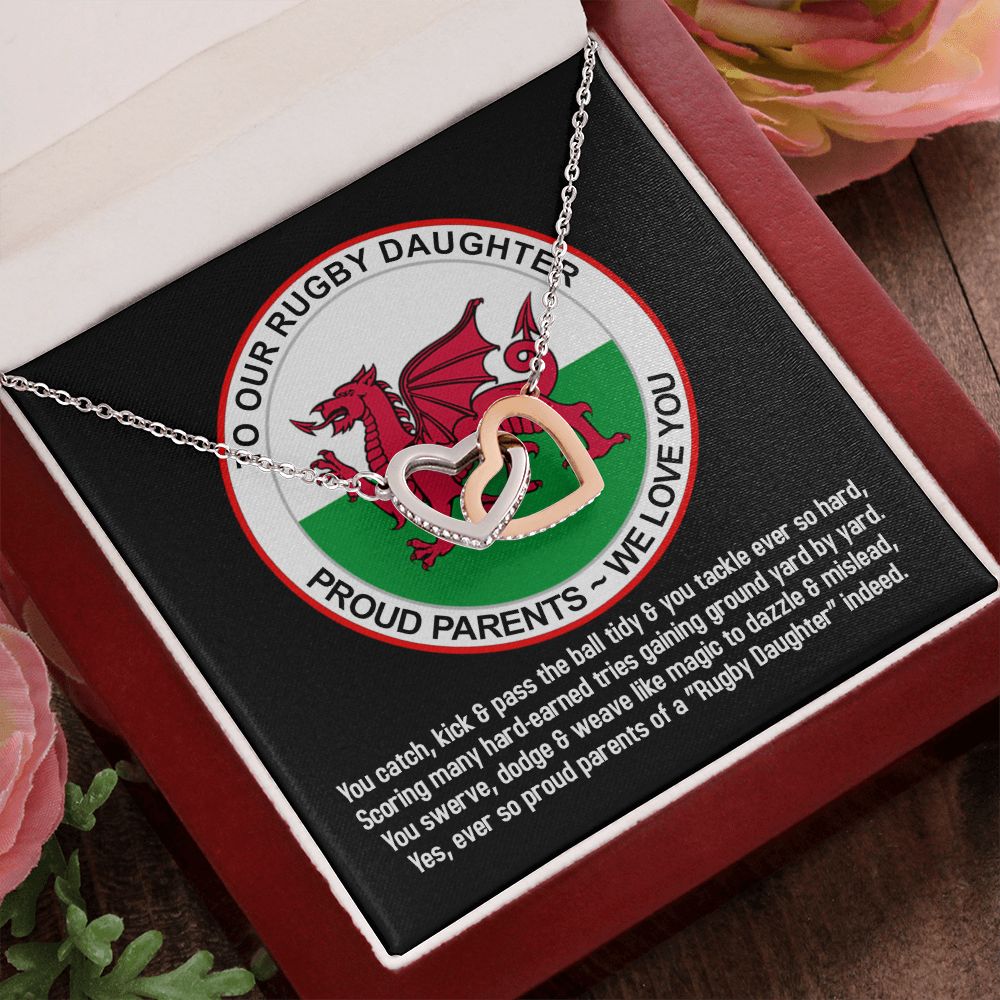 To Our Rugby Daughter, Interlocking Hearts Necklace - YERTIZZ.COM