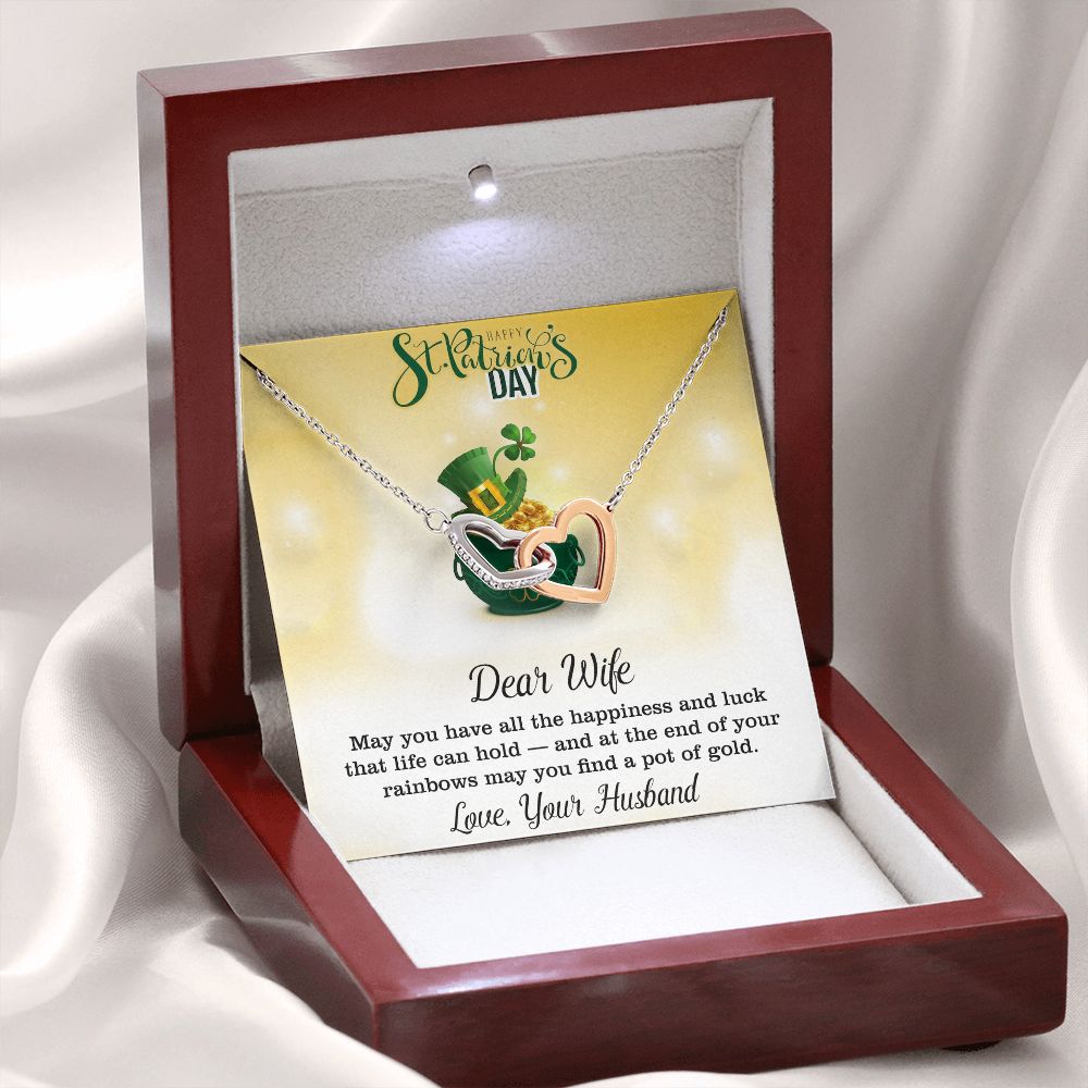 Dear Wife, Love Your Husband, St. Patrick's Day, Interlocking Hearts Necklace - YERTIZZ.COM