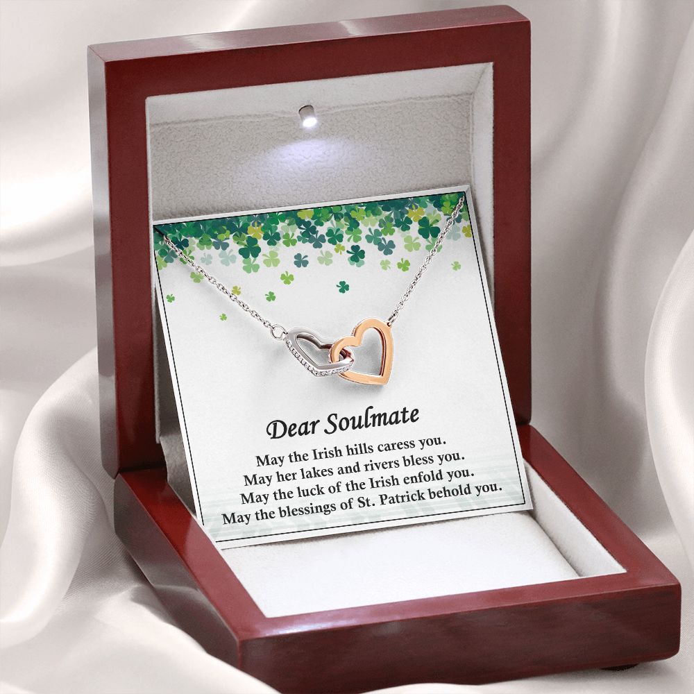 Dear Soulmate, St. Patrick's Day, Interlocking Hearts Necklace - YERTIZZ.COM