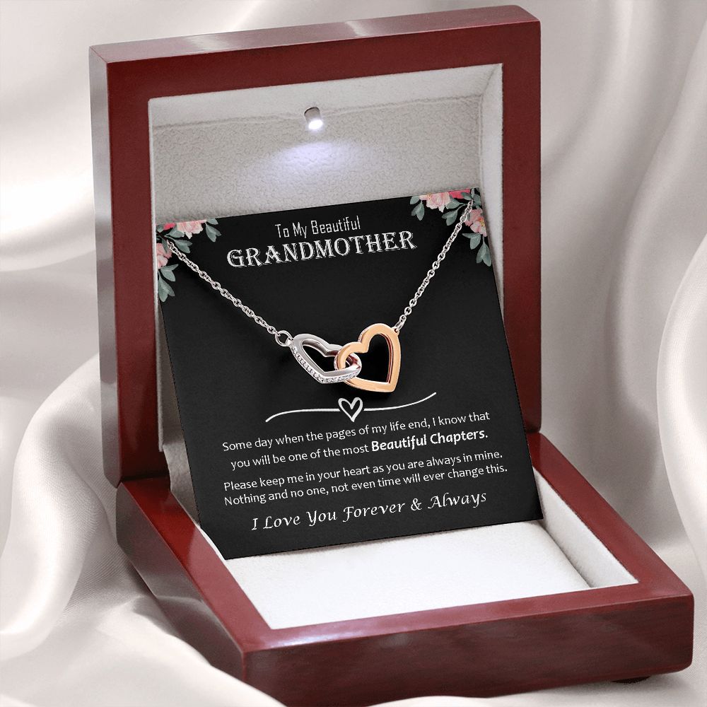 Interlocking Hearts Necklace, Jewelry Gift, Grandmother