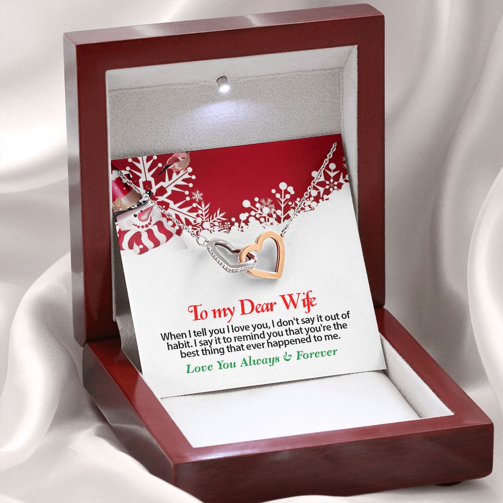 Christmas, To My Dear Wife, Love You Always, Interlocking Hearts Necklace, Jewelry Gift - YERTIZZ.COM