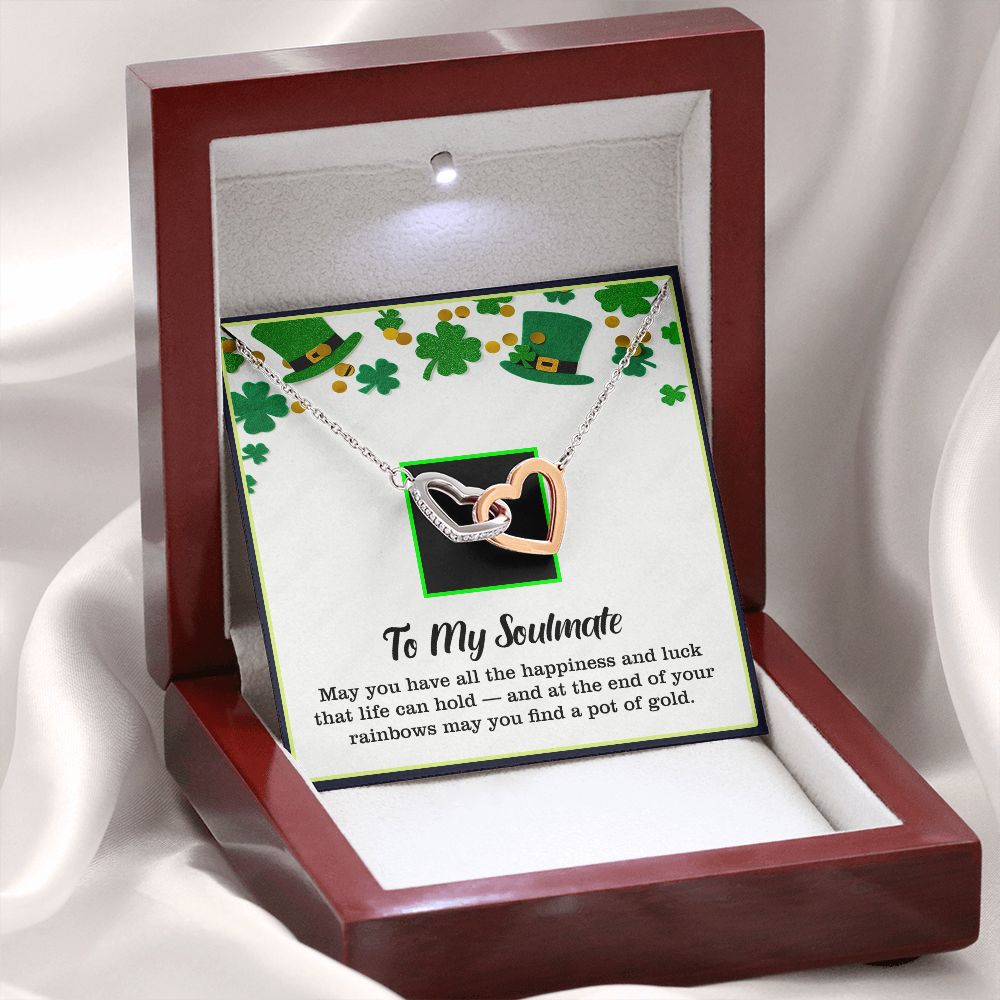 To My Soulmate, St. Patrick's Day, Interlocking Hearts Necklace - YERTIZZ.COM
