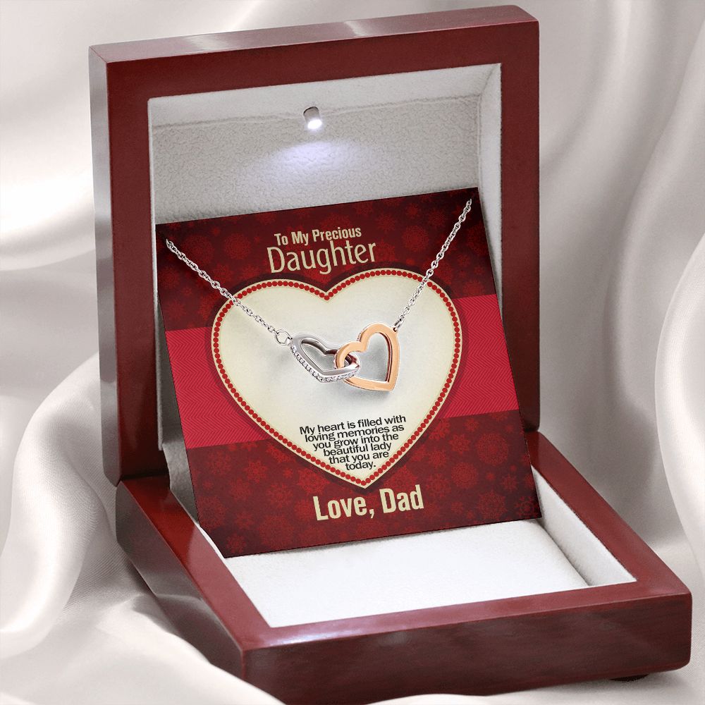 To My Precious Daughter, Interlocking Hearts Necklace, Jewelry, Gift - YERTIZZ.COM