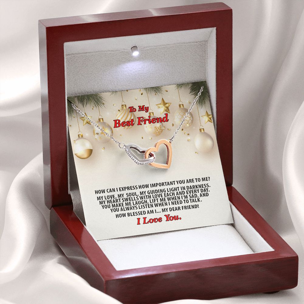 Christmas, Best Friend, I Love You, Interlocking Hearts Necklace, Jewelry Gift - YERTIZZ.COM