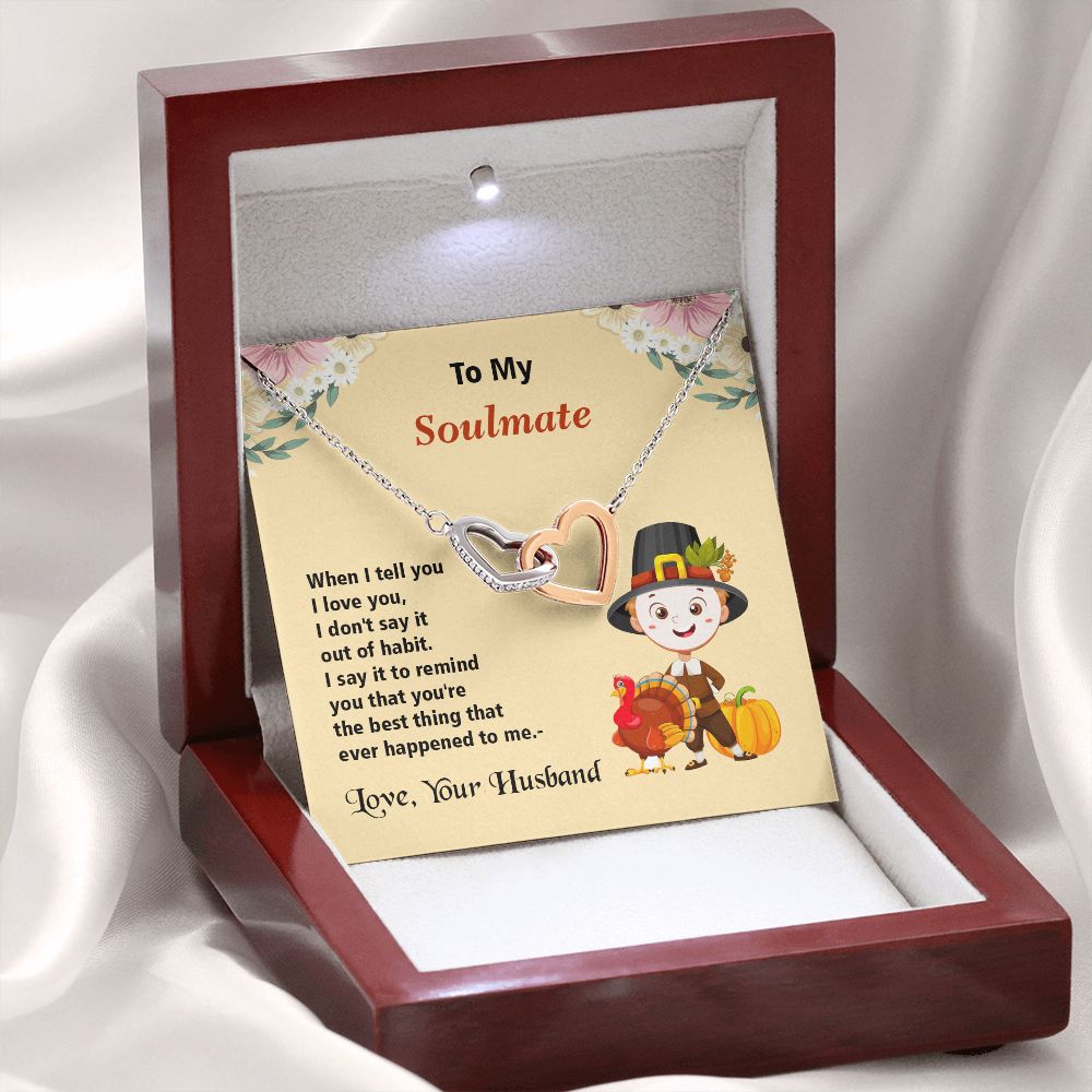 Thanksgiving, To My Soulmate, Love Your Husband, Interlocking Hearts Necklace, Jewelry Gift - YERTIZZ.COM