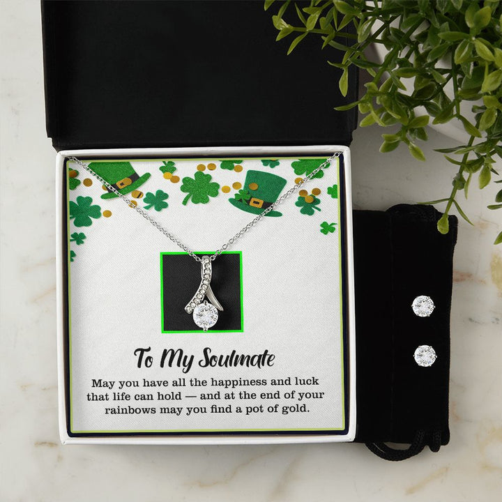 To My Soulmate, St. Patrick's Day, Alluring Beauty Necklace, Cubic Zirconia Earring Set - YERTIZZ.COM