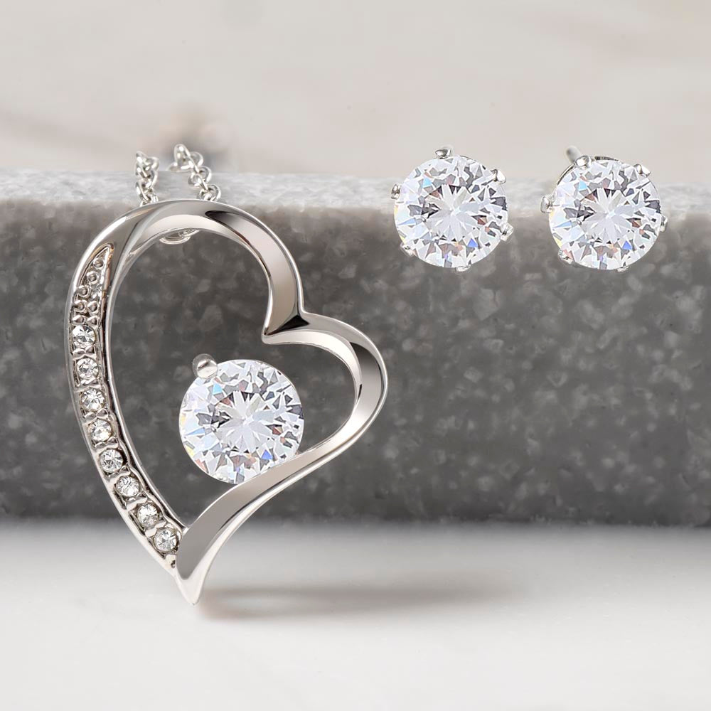 Dear Wife, Love, Your Husband, St Patricks Day, Forever Love Necklace, CZ Earrings - YERTIZZ.COM
