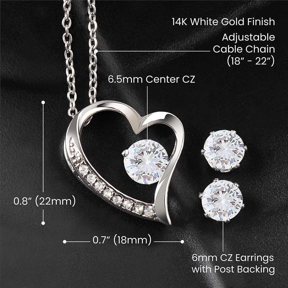Dear Wife, Love, Your Husband, St Patricks Day, Forever Love Necklace, CZ Earrings - YERTIZZ.COM