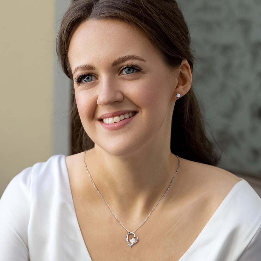 Dear Wife, Love, Your Husband, St Patricks Day, Forever Love Necklace, CZ Earrings - YERTIZZ.COM