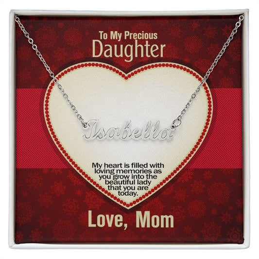 To My Precious Daughter, Love Mom, Custom Name Necklace