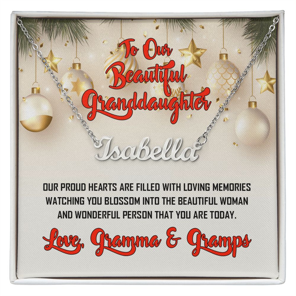 To Granddaughter, Love Gramma and Gramps, Custom Named Necklace, Jewelry Gift