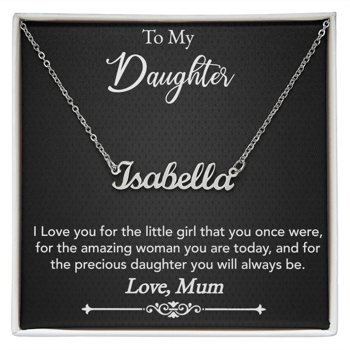 To My Daughter, Love Mom, Custom Name Necklace