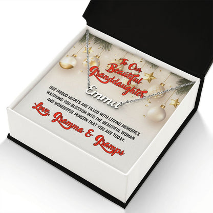 To Granddaughter, Love Gramma and Gramps, Custom Named Necklace, Jewelry Gift - YERTIZZ.COM