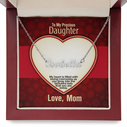 To My Precious Daughter, Love Mom, Custom Name Necklace