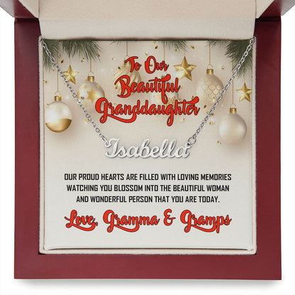 To Granddaughter, Love Gramma and Gramps, Custom Named Necklace, Jewelry Gift - YERTIZZ.COM