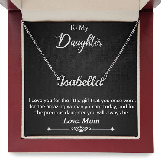 To My Daughter, Love Mom, Custom Name Necklace