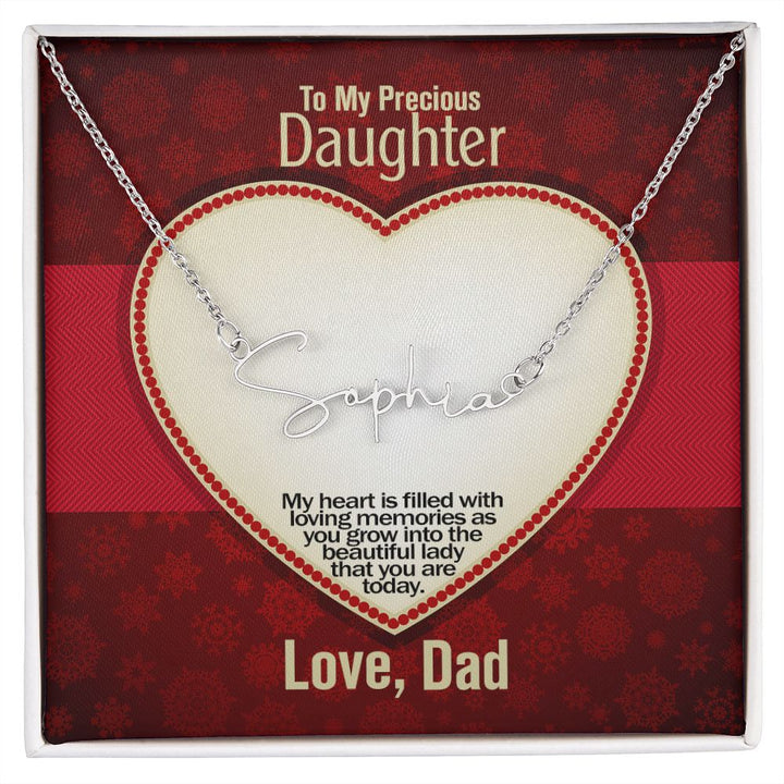 To My Precious Daughter, Signature Name Necklace, Jewelry Gift - YERTIZZ.COM