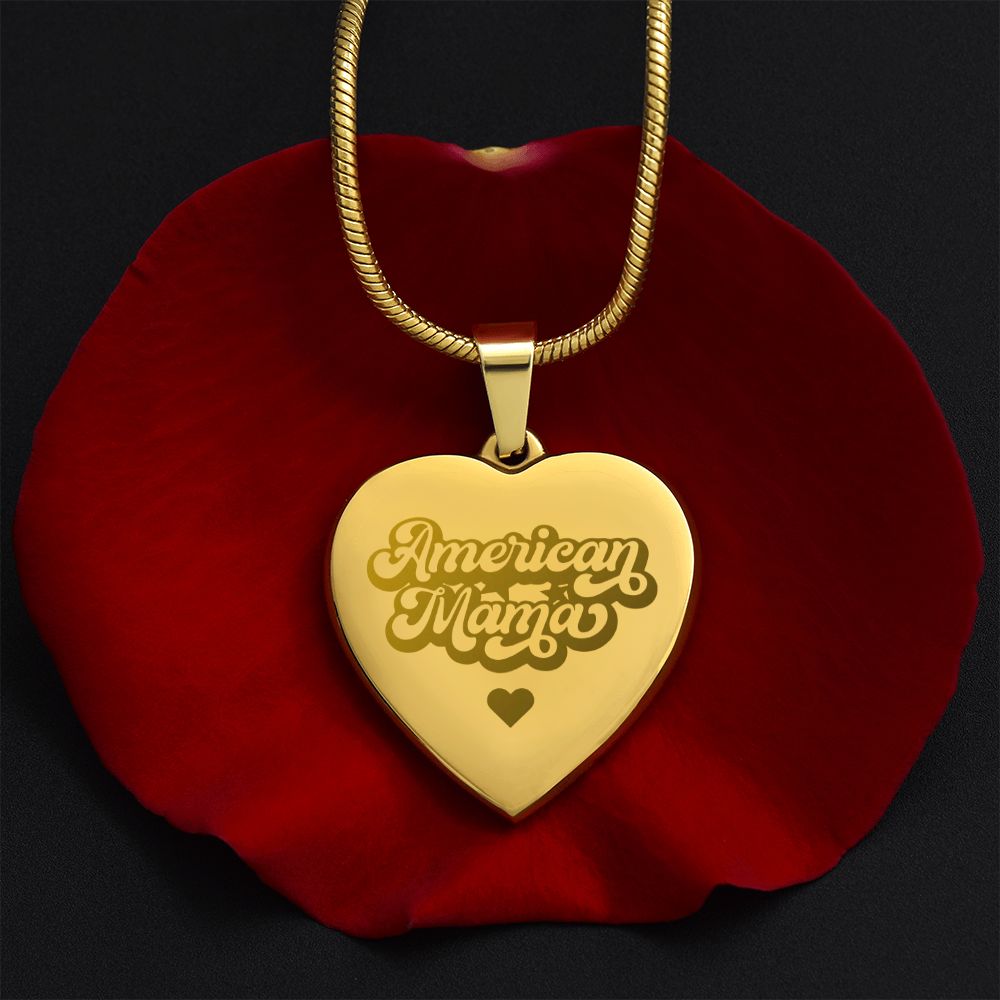 American Mama, Engraved Heart Pendant - YERTIZZ.COM
