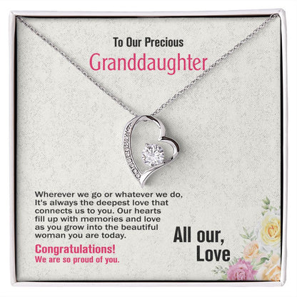 To Precious Granddaughter-All Our Love, Forever Love Necklace, Jewelry Gift - YERTIZZ.COM