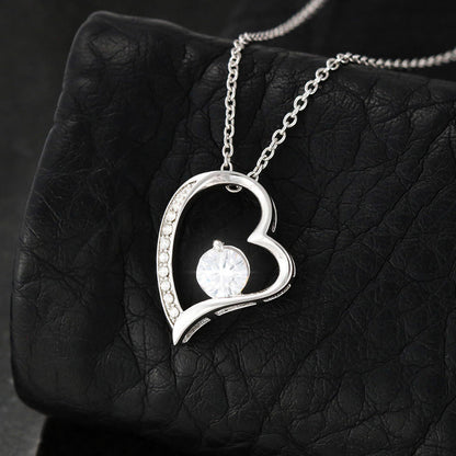 Mother's Day, Gift, Special Woman, Forever Love Necklace, Jewelry, Heart Pendant, Cubic Zirconia, 14K White Gold Finish