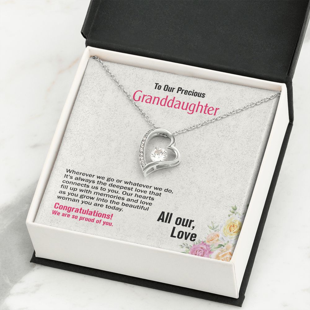 To Precious Granddaughter-All Our Love, Forever Love Necklace, Jewelry Gift - YERTIZZ.COM