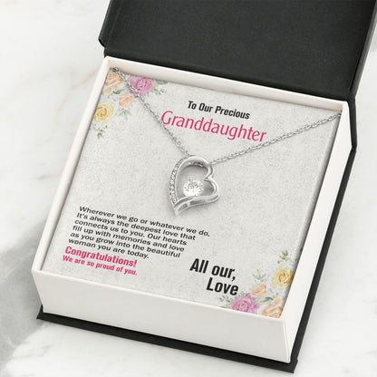 To Our Precious Granddaughter-All Our Love, Forever Love Necklace, Jewelry Gift - YERTIZZ.COM