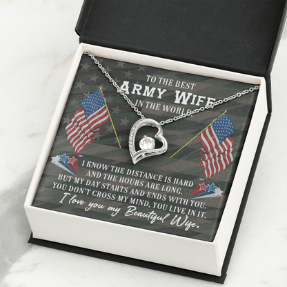 To The Best Army Wife In The World, Forever Love Necklace Jewelry Gift - YERTIZZ.COM
