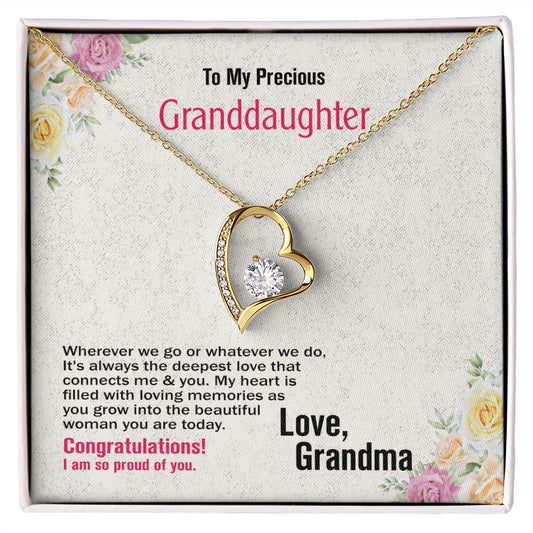To My Precious Granddaughter-Love Grandma, Forever Love Necklace, Jewelry Gift - YERTIZZ.COM