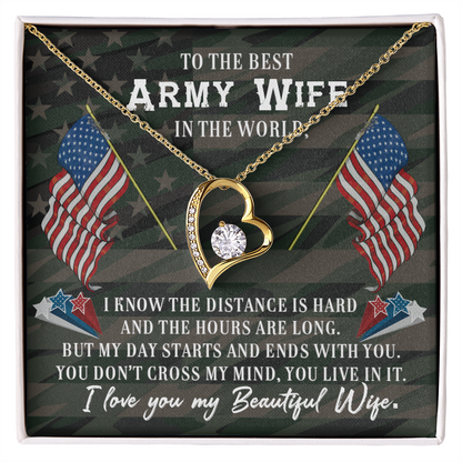 To The Best Army Wife In The World, Forever Love Necklace Jewelry Gift - YERTIZZ.COM