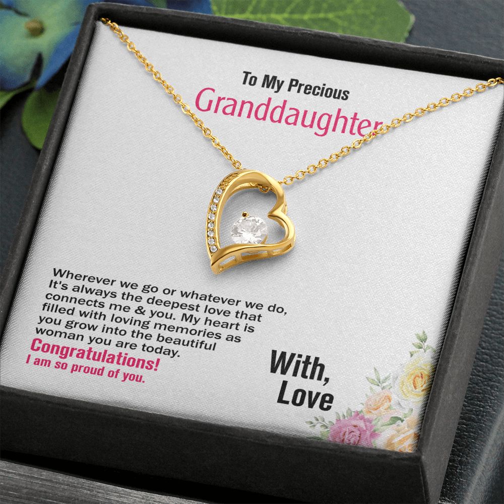 To My Precious Granddaughter, With Love, Forever Love Necklace, Jewelry Gift - YERTIZZ.COM
