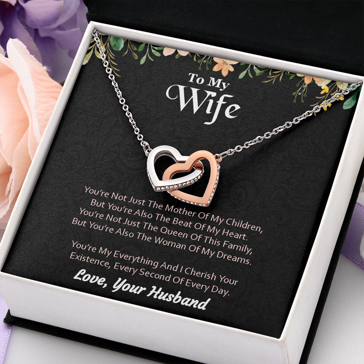 Mother's Day, Gift, Interlocking Hearts Necklace, To my wife, From husband, Jewelry, Hearts Pendant, Luxury Box, Mahogany box upgrade, Custom message card, Love, Your Husband