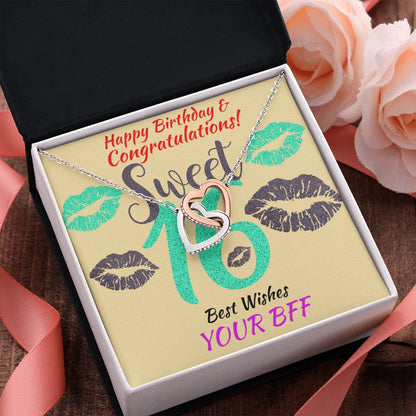 Two Hearts Interlocking Necklace, Jewelry, Gift, Sweet 16, BFF, Birthday - YERTIZZ.COM