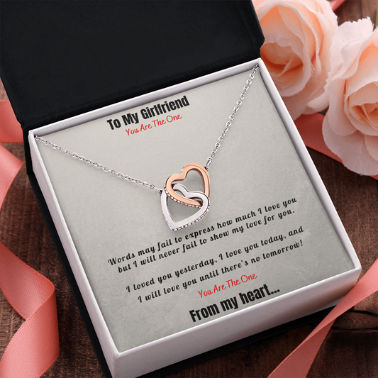 Interlocking Hearts Necklace, Girlfriend, To my Girlfriend, I love you, So happy your are my girlfriend, Be my girlfriend, Two Hearts, Love Hearts, Pendant, Necklace