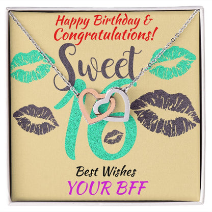 Two Hearts Interlocking Necklace, Jewelry, Gift, Sweet 16, BFF, Birthday - YERTIZZ.COM