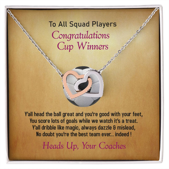 To All Squad Players-Congratulations From Your Coaches, Interlocking Hearts Necklace, Jewelry Gift - YERTIZZ.COM