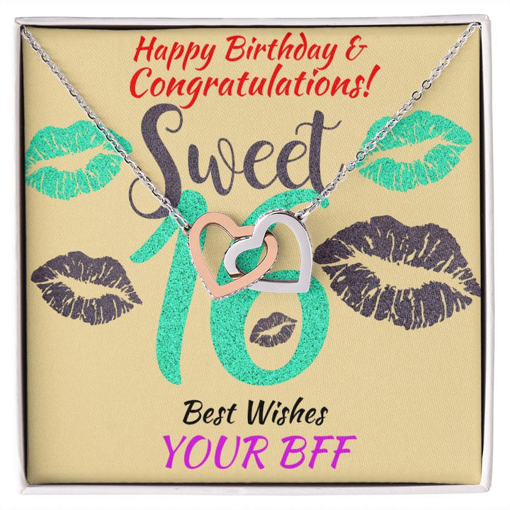 Two Hearts Interlocking Necklace, Jewelry, Gift, Sweet 16, BFF, Birthday - YERTIZZ.COM
