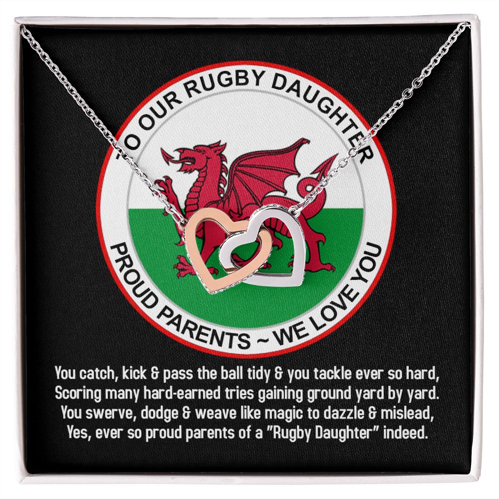 To Our Rugby Daughter, From Proud Parents, Interlocking Hearts