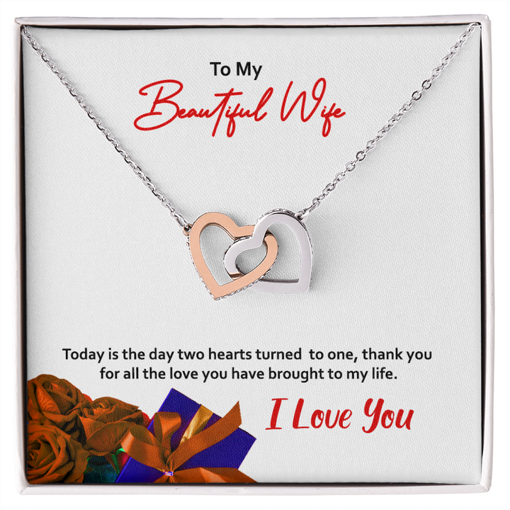 Two hearts Interlocklng, Necklace, Pendant, Love for him, her, Eternal Love