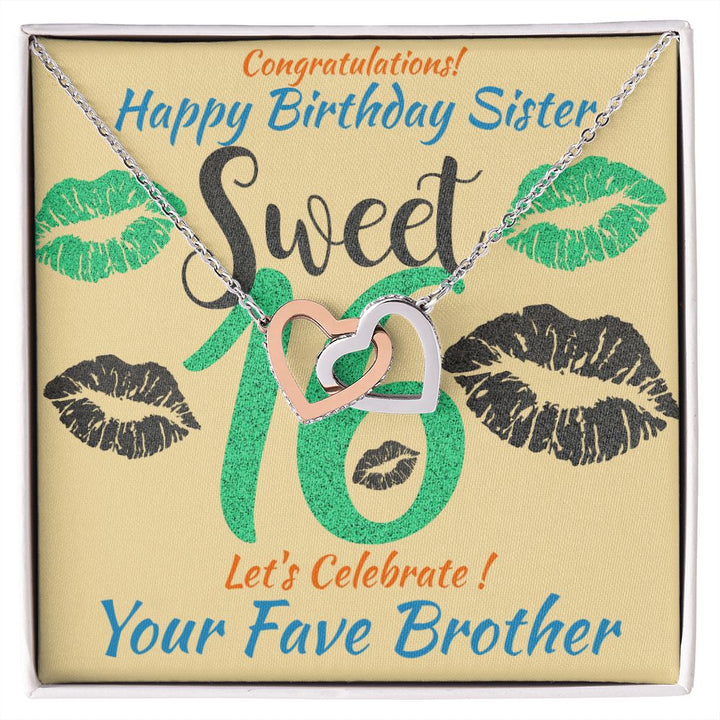 Two Hearts Interlocking Necklace, Jewelry, Gift, Sweet 16, Brother, Birthday - YERTIZZ.COM
