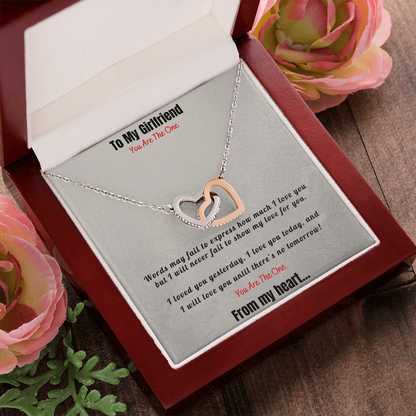 Interlocking Hearts Necklace, Girlfriend, To my Girlfriend, I love you, So happy your are my girlfriend, Be my girlfriend, Two Hearts, Love Hearts, Pendant, Necklace