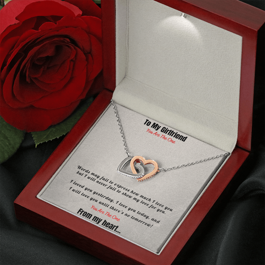 Interlocking Hearts Necklace, Girlfriend, To my Girlfriend, I love you, So happy your are my girlfriend, Be my girlfriend, Two Hearts, Love Hearts, Pendant, Necklace