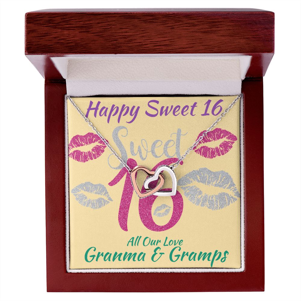 Two Hearts Interlocking Necklace, Jewelry, Gift, Sweet 16, Grandma, Gramps, Birthday - YERTIZZ.COM
