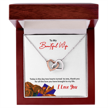Two hearts Interlocklng, Necklace, Pendant, Love for him, her, Eternal Love