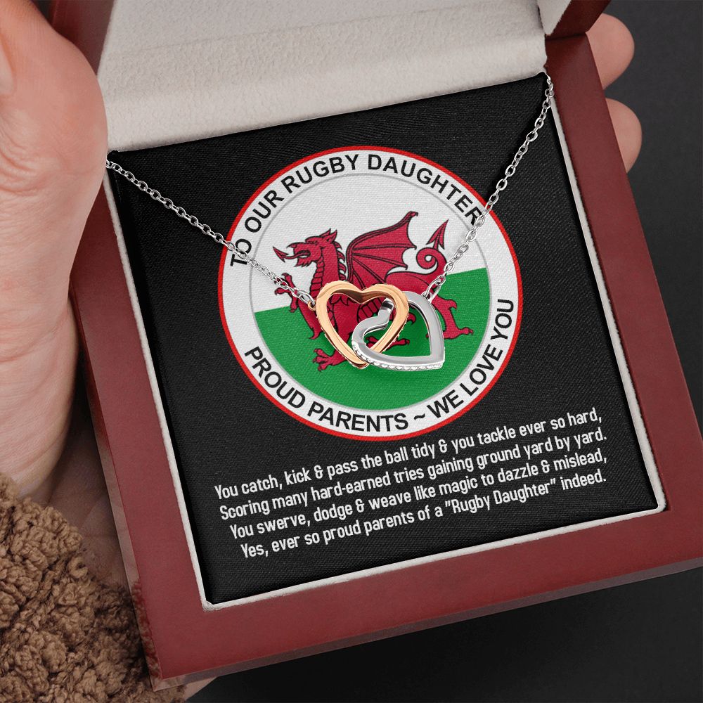To Our Rugby Daughter, Interlocking Hearts Necklace - YERTIZZ.COM