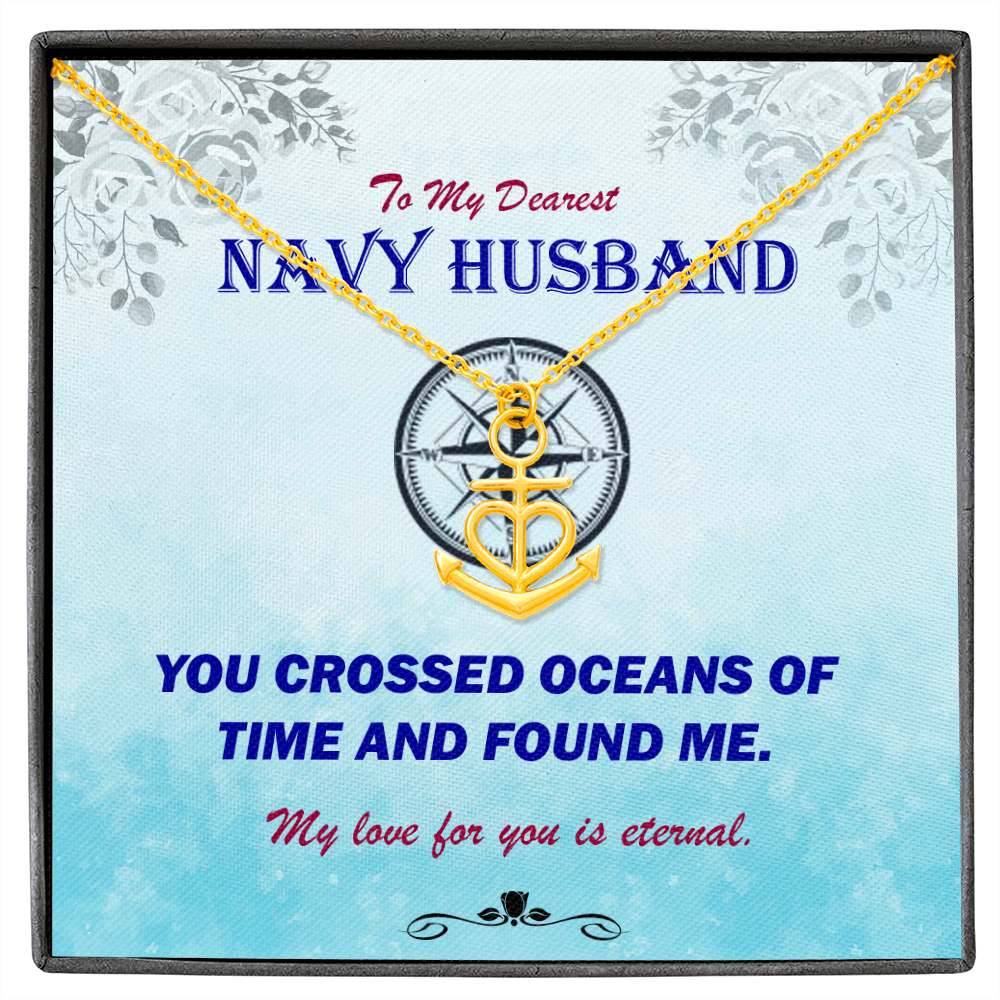 navy husband necklace love message
