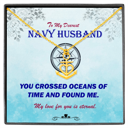 navy husband necklace love message
